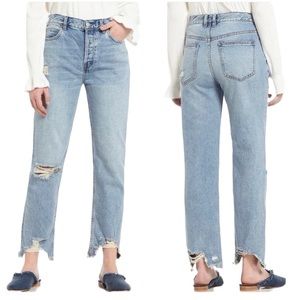 Free People Chewed Up Midrise Straight Jeans